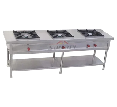 Three burner cooking range